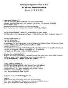 Weekend Schedule Flyer for 1972 reunion