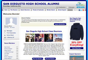 screenshot of fake alumni site