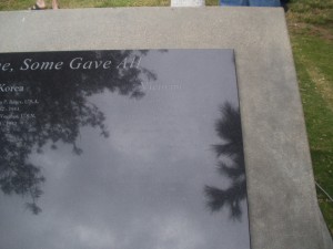 Close up of right side of memorial