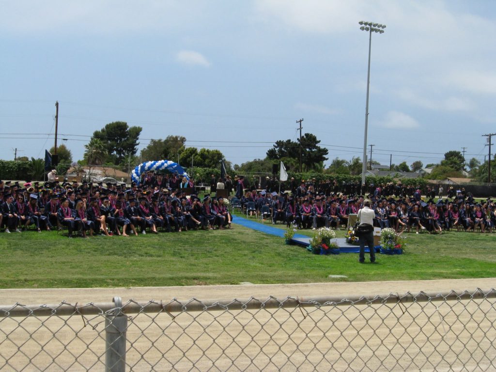 view of graduates on field at Commencement 2018